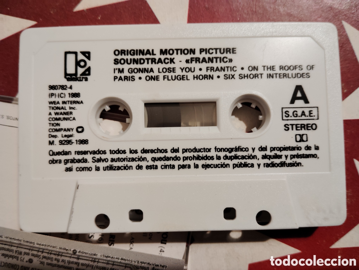 Casetes antiguos: FRANTIC - BANDA SONORA ORIGINAL , 1988 ESPA&Ntilde;A. - Foto 3