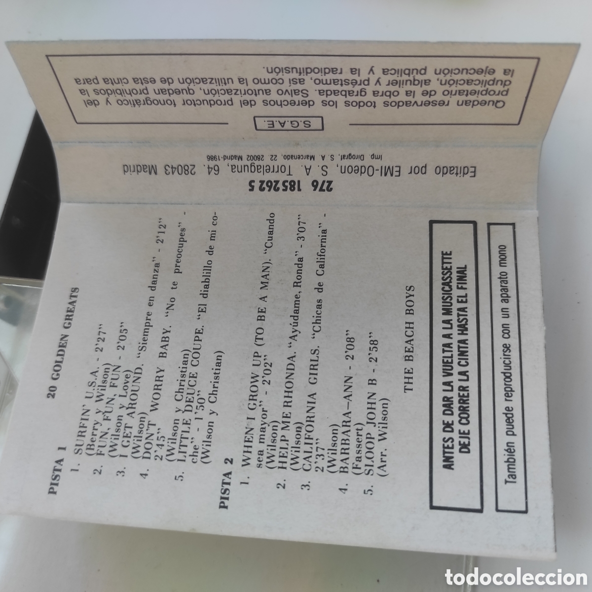 Casetes antiguos: The Beach boys - 20 grandes &eacute;xitos - Foto 6