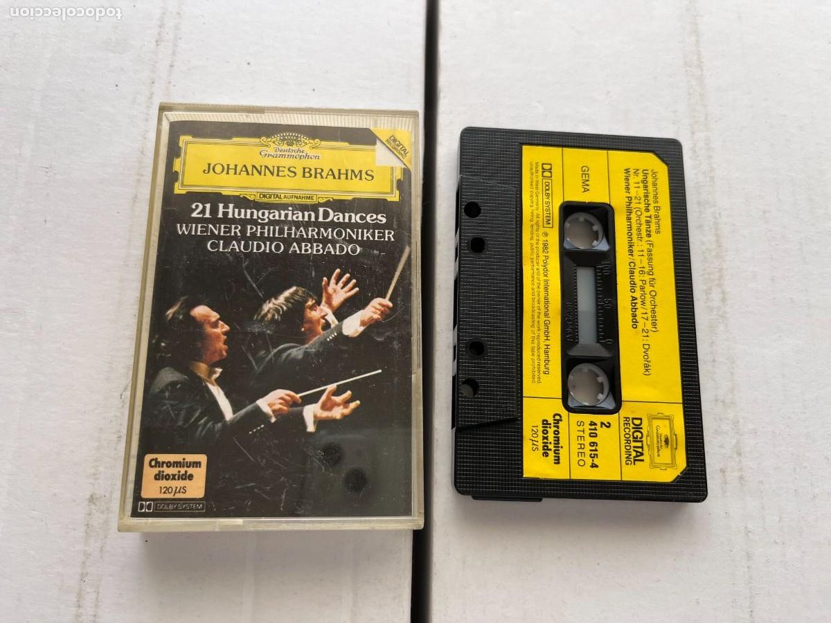 Casetes antiguos: BRAHMS 21 HUNGARIAN DANCES ABBADO.. deutsche grammophon cinta cassette kreaten