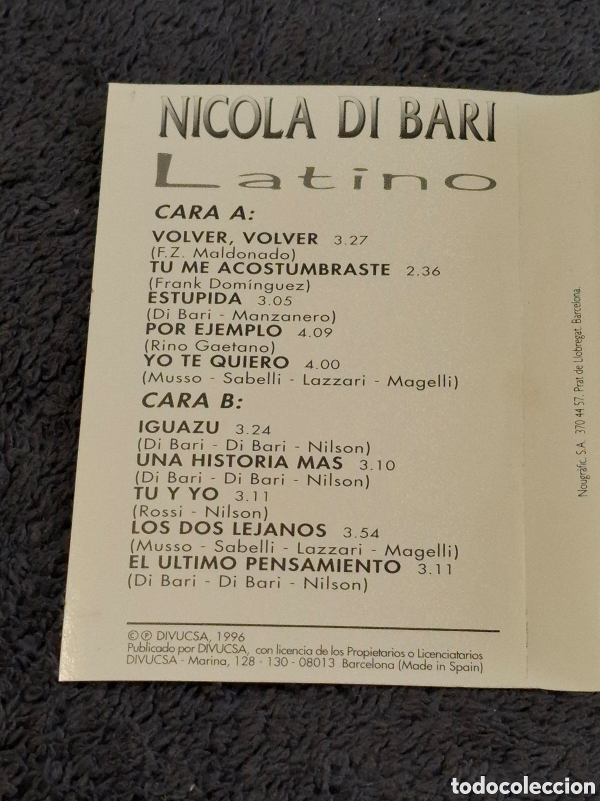 Casetes antiguos: C19. Nicola Dibari - Latino 2, Divucsa, 1996. - Foto 4