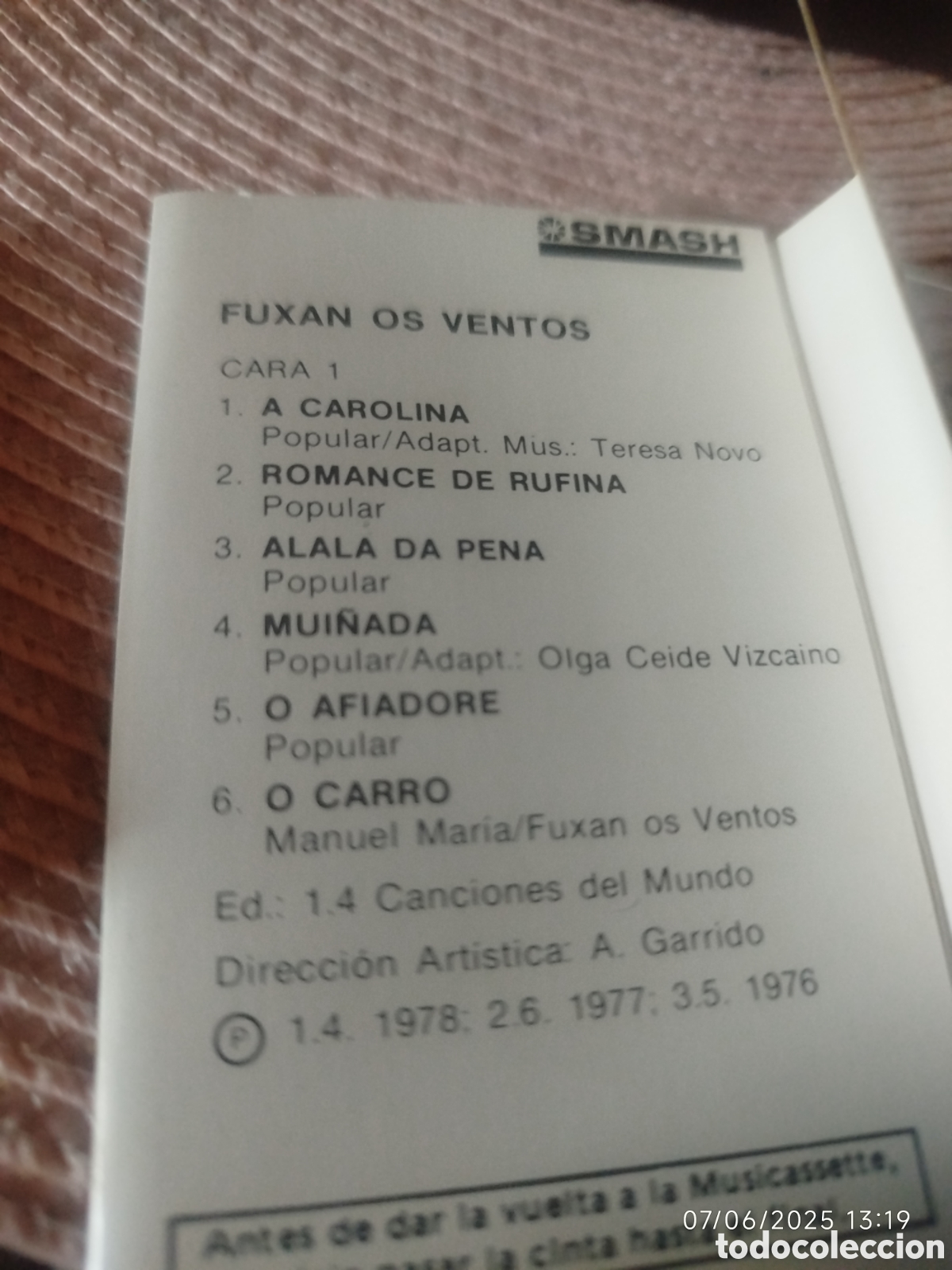 Casetes antiguos: Fuxan os Ventos casete - Foto 2
