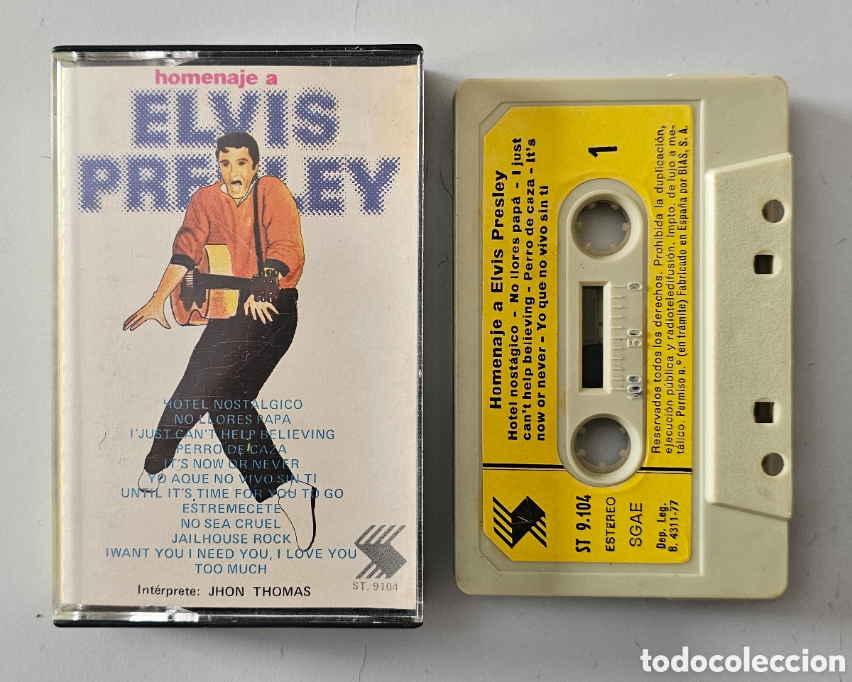 Casetes antiguos: CASSETTE JHON THOMAS - Homenaje a Elvis Presley (Espa&ntilde;a - Satosa - 1977) RAREZA MUY ESCASA