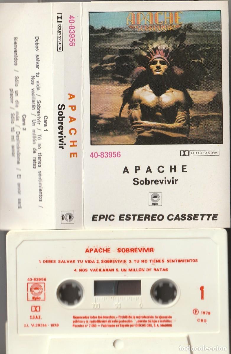 Casetes antiguos: APACHE - SOBREVIVIR (CASSETTE EPIC 1979) - Foto 1