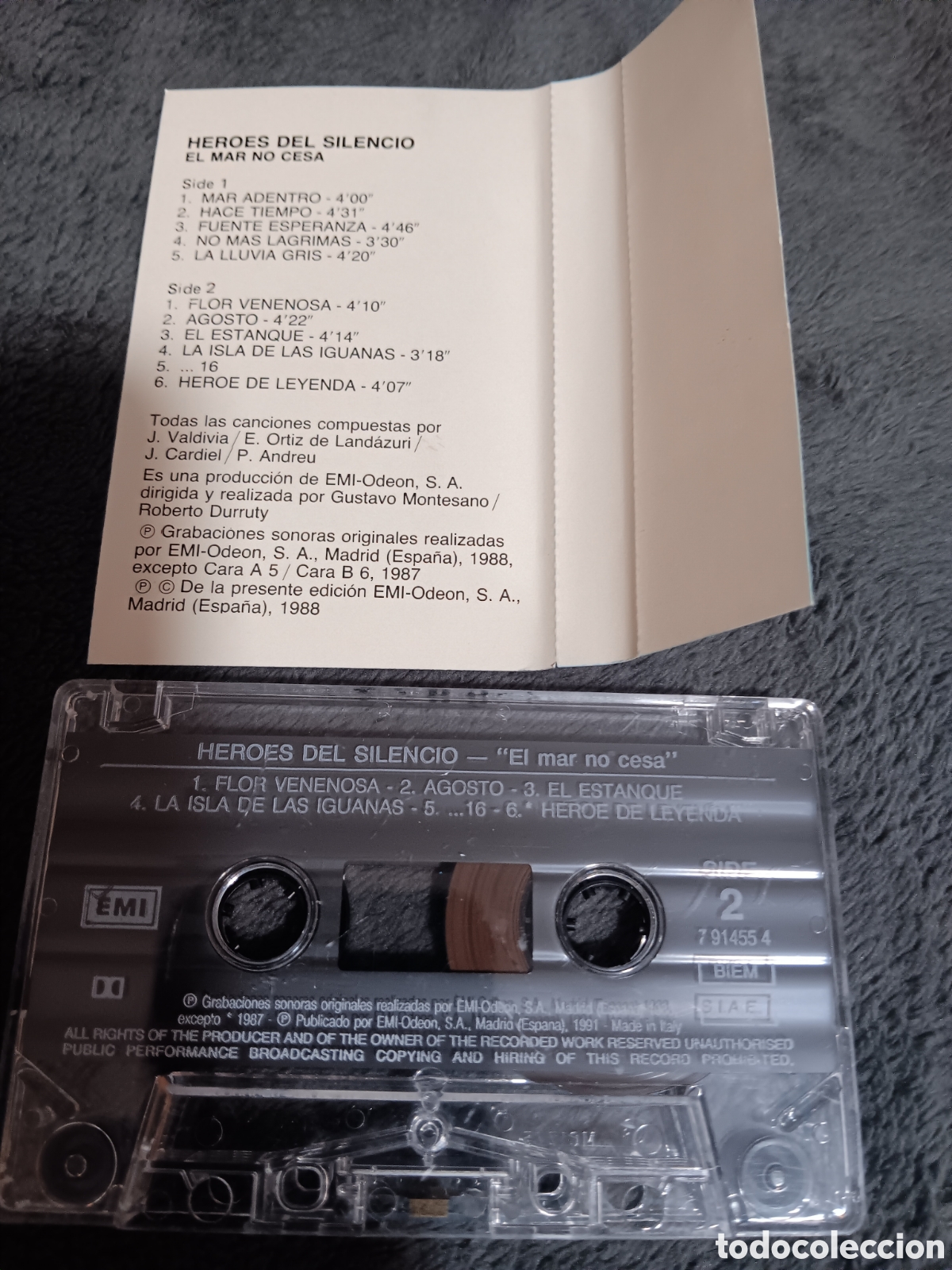 Casetes antiguos: H&eacute;roes del Silencio Italy, El Mar no cesa - Foto 2