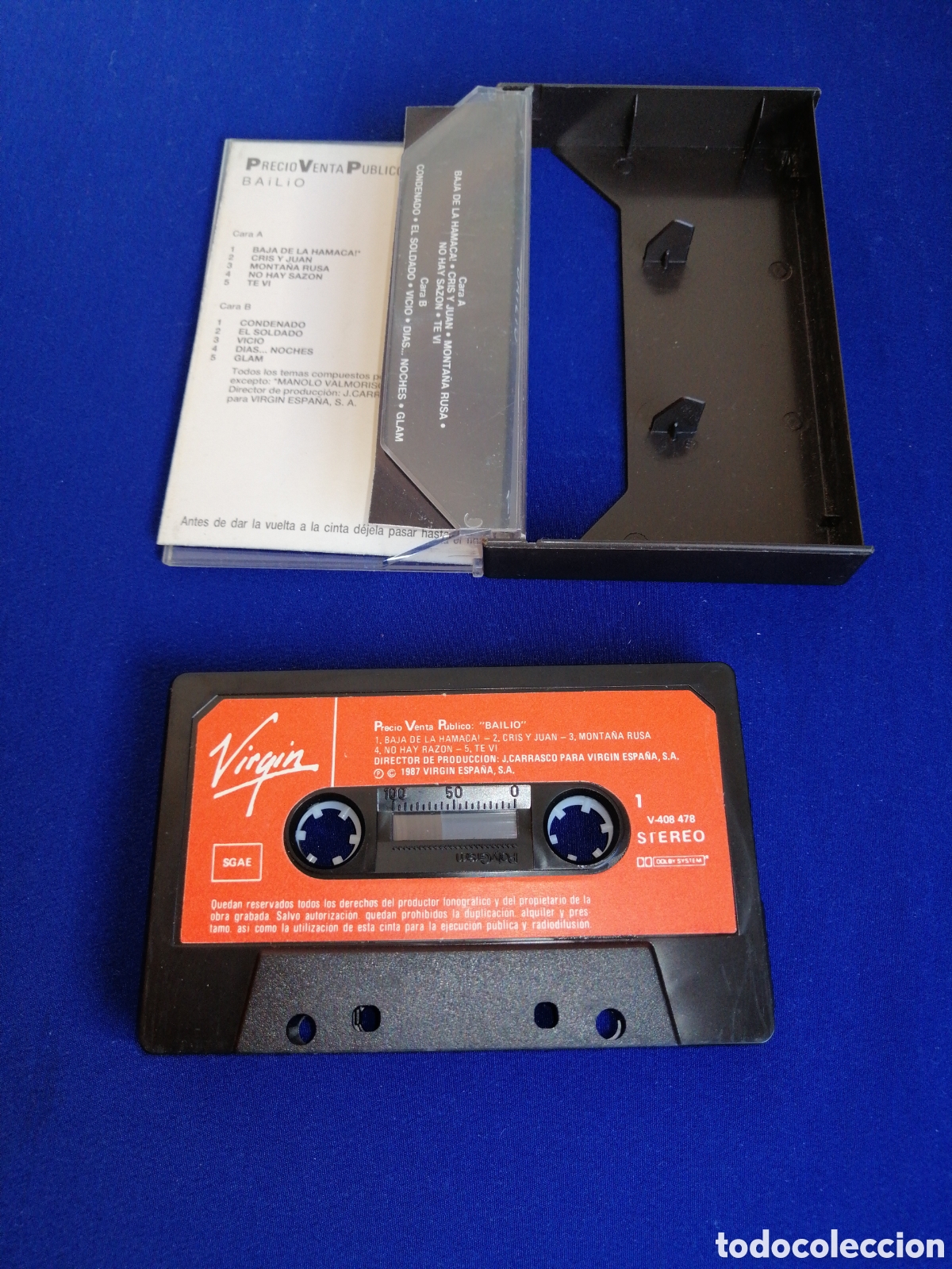 Casetes antiguos: PRECIO VENTA AL P&Uacute;BLICO - BAILIO - VIRGIN ESPA&Ntilde;A 1987 - Foto 2