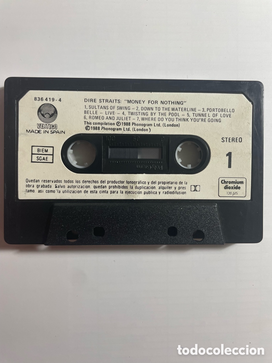 Casetes antiguos: Cassette Dire Straits Money For Nothing - Foto 4