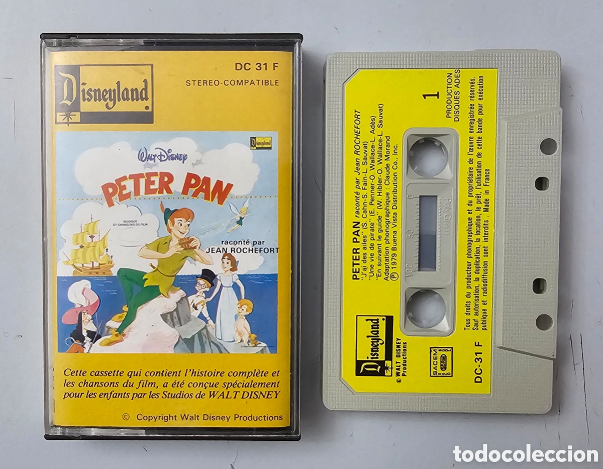 Casetes antiguos: CASSETTE PETER PAN DE DISNEY (Francia - Disneyland/Disques Ades - 1979) RARO ESCASO