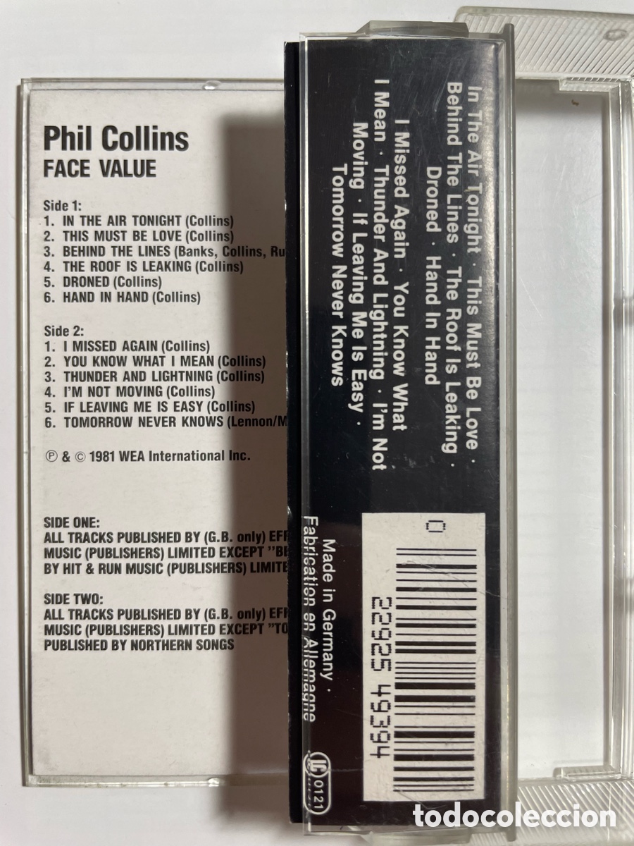 Casetes antiguos: Cassette Phil Collins Face Value - Foto 3