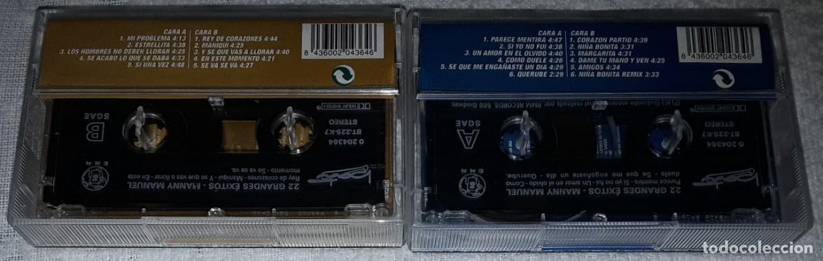 Casetes antiguos: 2 K7 - MANNY MANUEL - 22 GRANDES &Eacute;XITOS - Foto 2