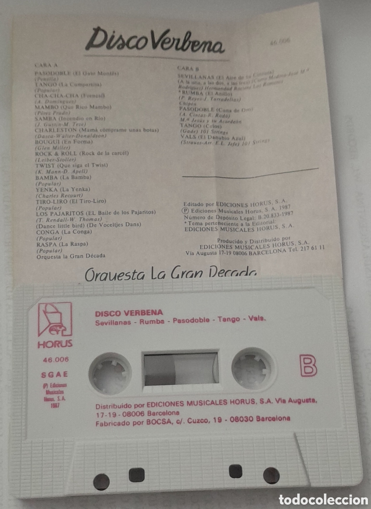 Casetes antiguos: ORQUESTA LA GRAN DECADA - DISCO VERBENA - Foto 2