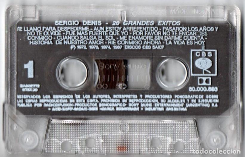 Casetes antiguos: Sergio Denis 20 Grandes Exitos Cassette Argentina - Foto 3