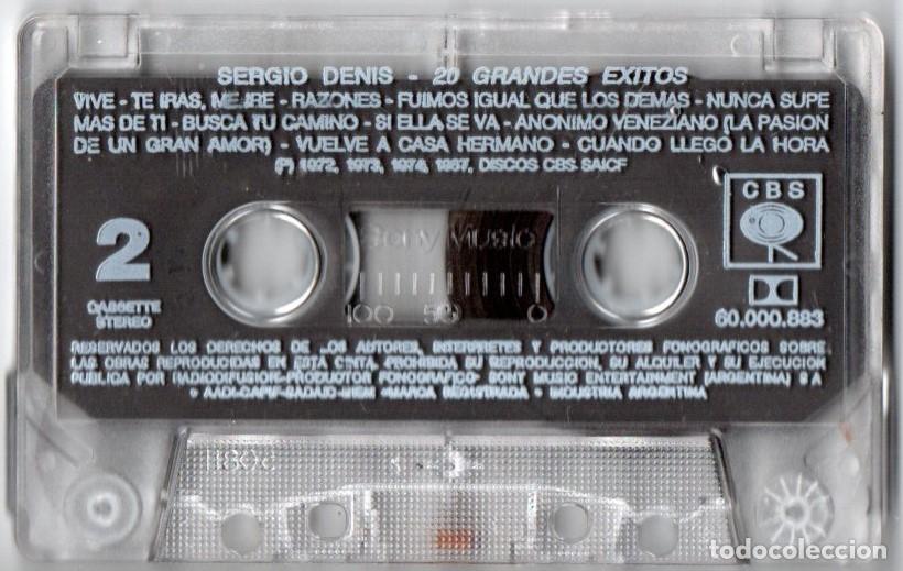 Casetes antiguos: Sergio Denis 20 Grandes Exitos Cassette Argentina - Foto 4