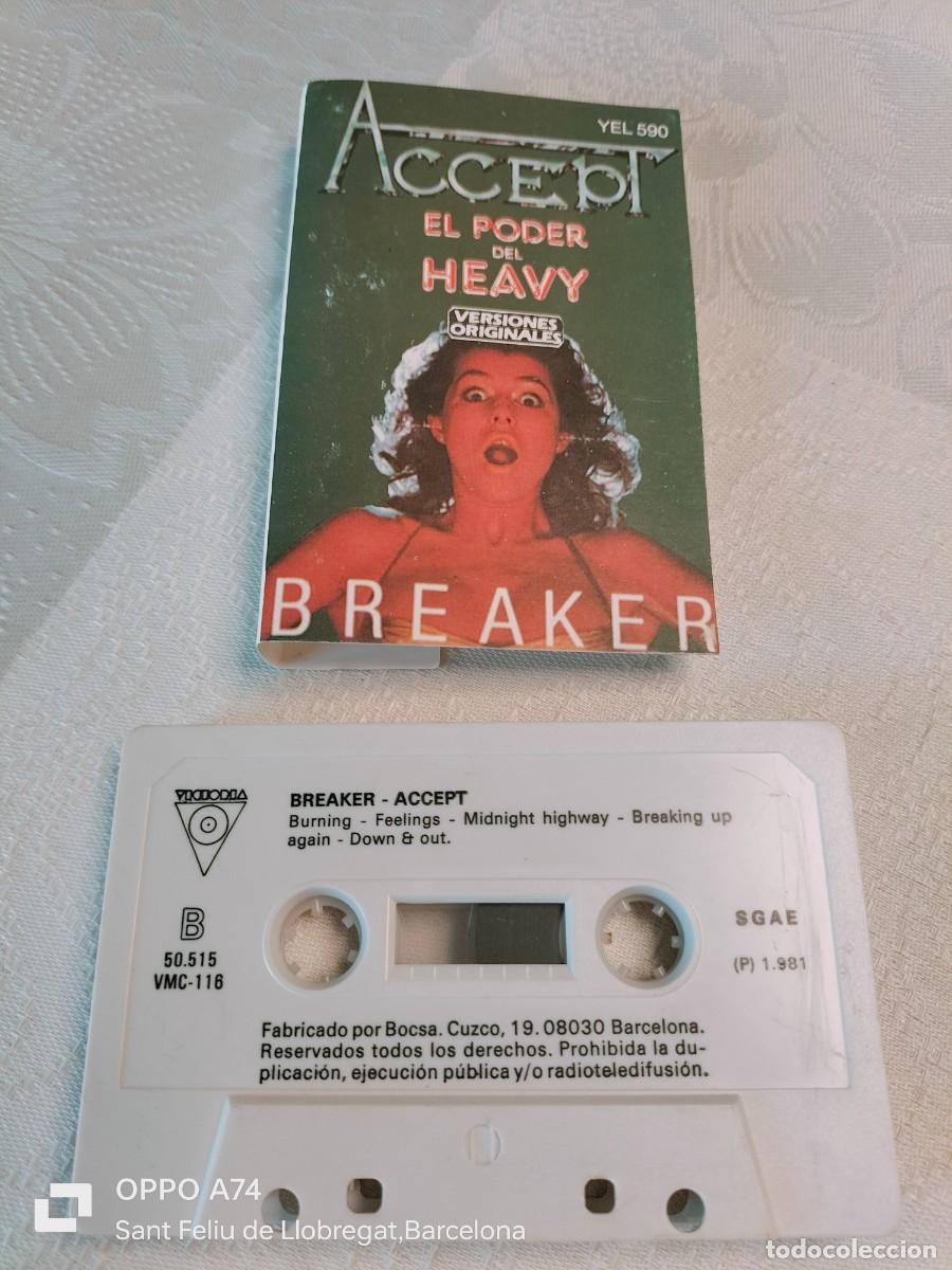 Casetes antiguos: RAR CASSETTE. ACCEPT. BREAKER. EL PODER DEL HEAVY. MADE IN SPAIN - Foto 1