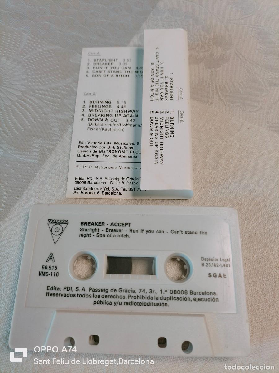 Casetes antiguos: RAR CASSETTE. ACCEPT. BREAKER. EL PODER DEL HEAVY. MADE IN SPAIN - Foto 2