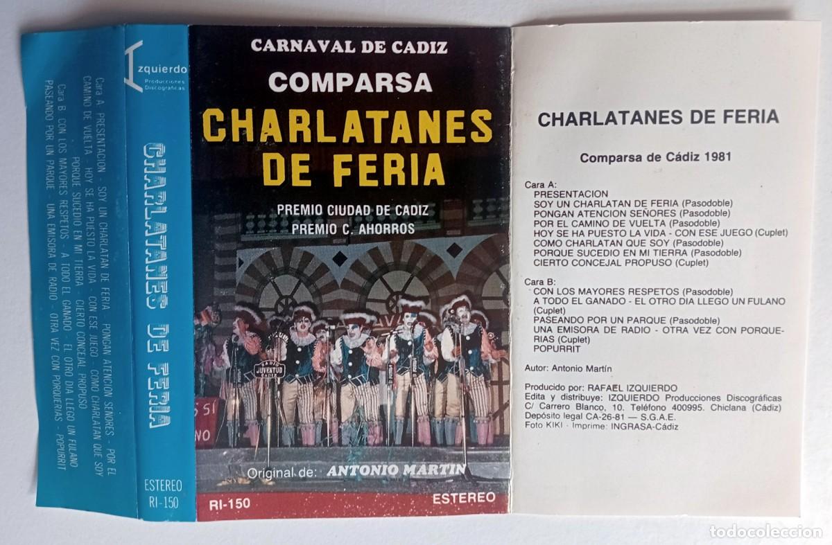 Casetes antiguos: PORTADA CASSETTE CARNAVAL DE C&Aacute;DIZ 1981: COMPARSA CHARLATANES DE FERIA