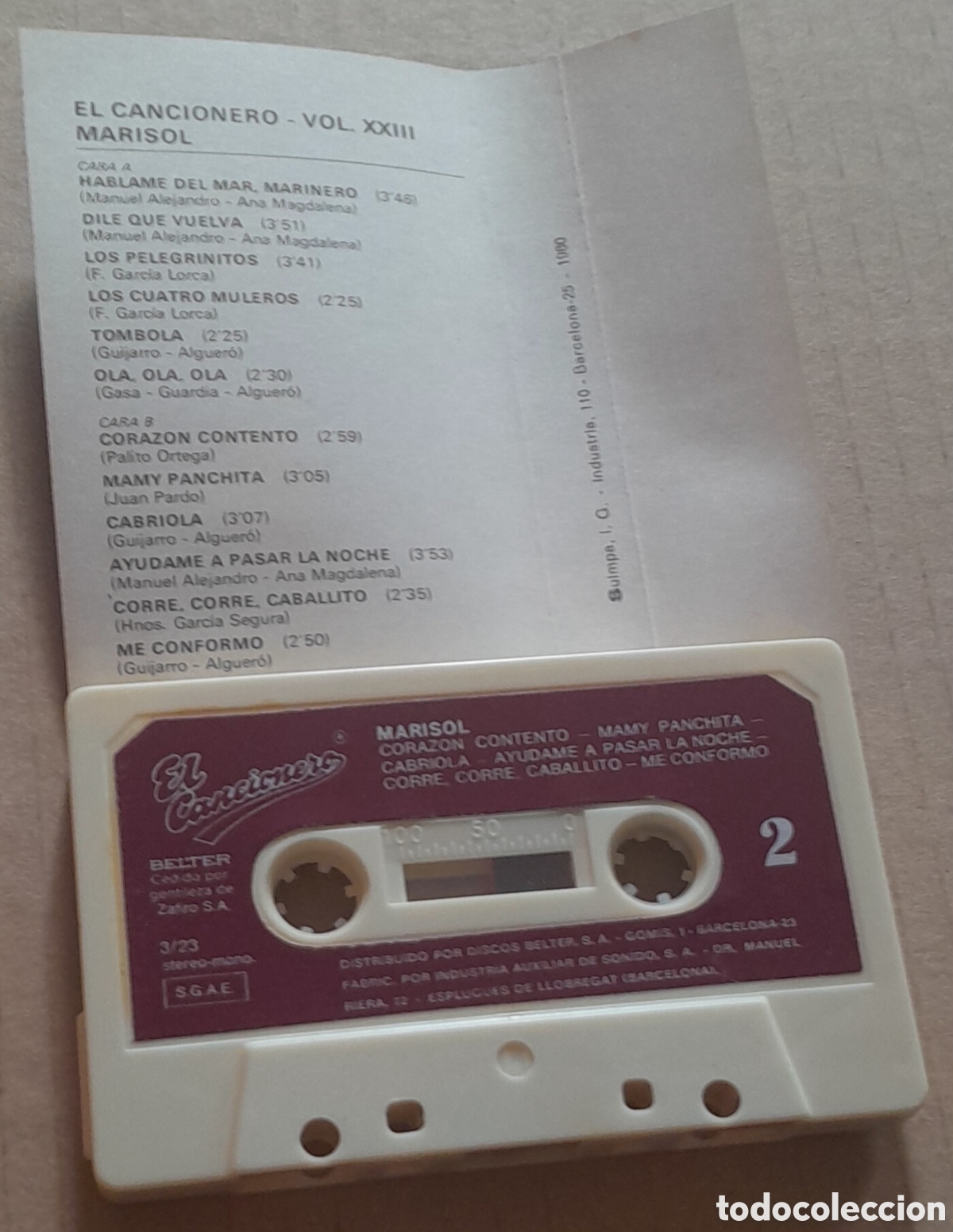 Casetes antiguos: MARISOL - EL CANCIONERO 23 - Foto 2