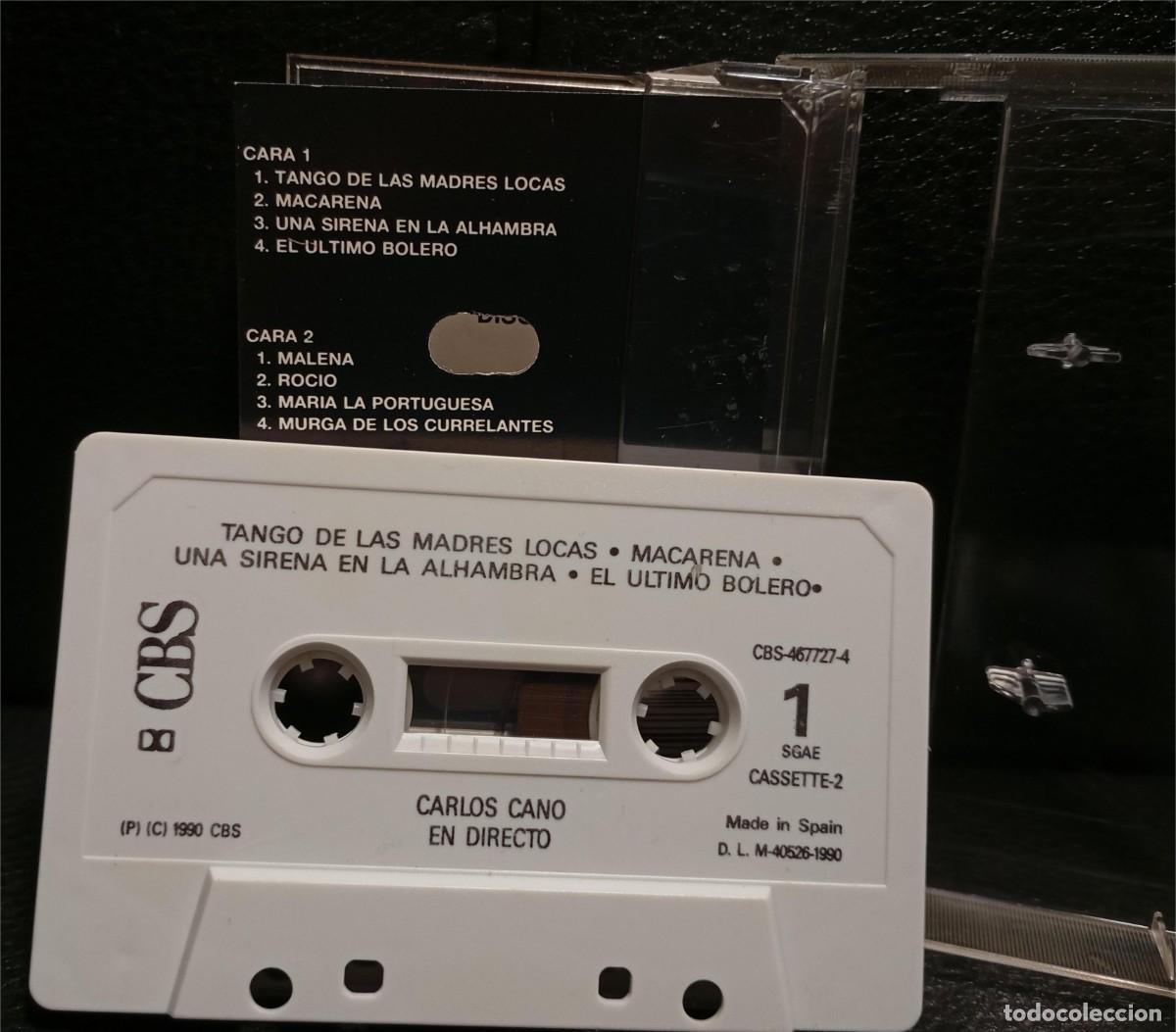 Casetes antiguos: CARLOS CANO - EN DIRECTO 2 - CASSETTE - 1990 - CBS - CINTA - Foto 4