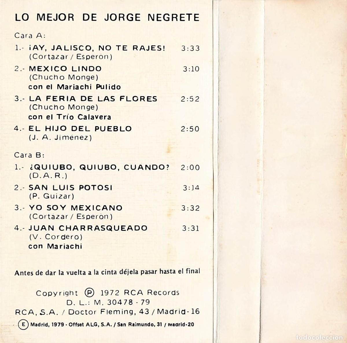 Casetes antiguos: Lo Mejor de Jorge Negrete (Cassette) - Foto 2