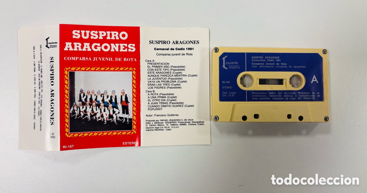 Casetes antiguos: Carnaval C&Aacute;DIZ, COMPARSA, SUSPIRO ARAGON&Eacute;S