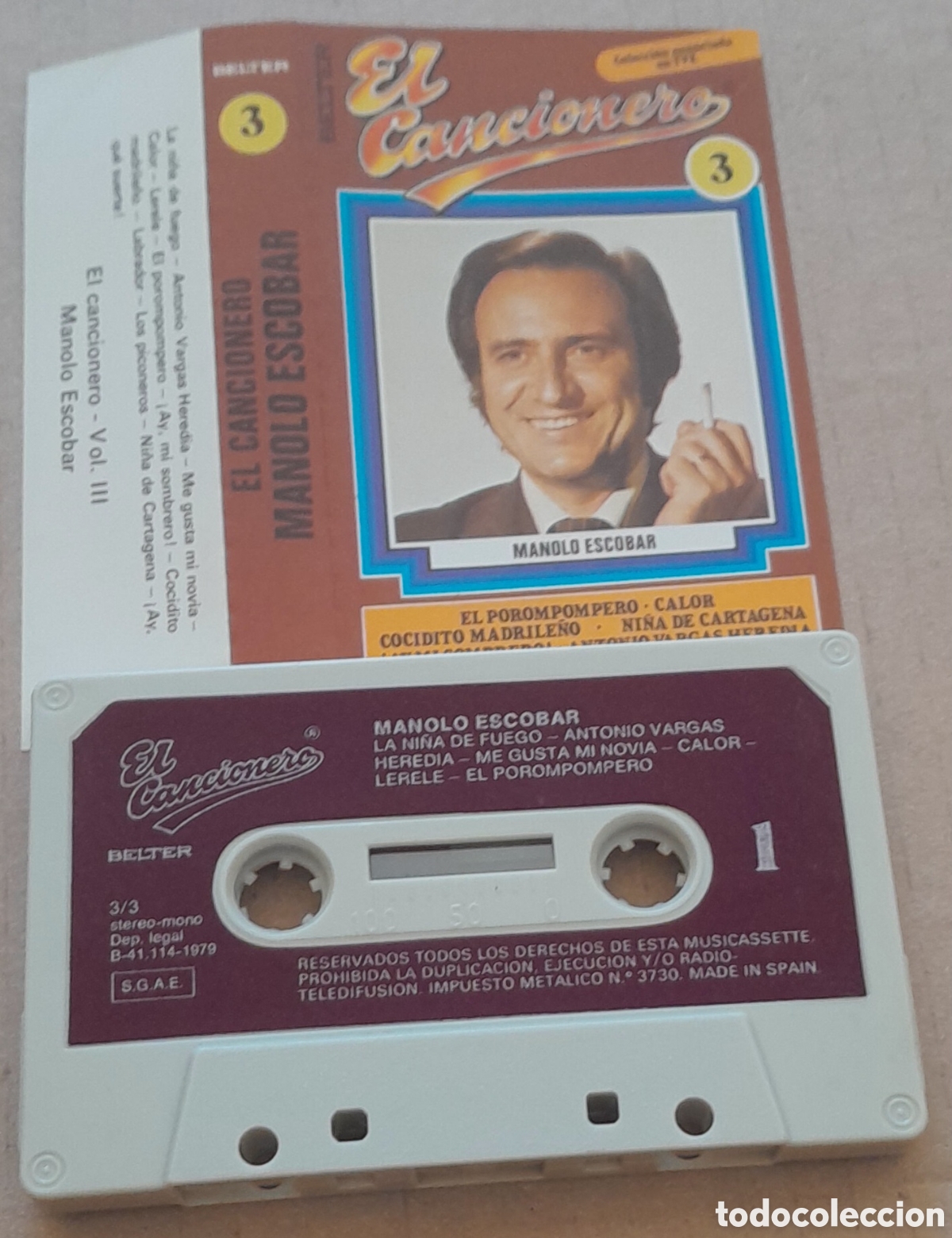 Casetes antiguos: MANOLO ESCOBAR - EL CANCIONERO 3 - Foto 1