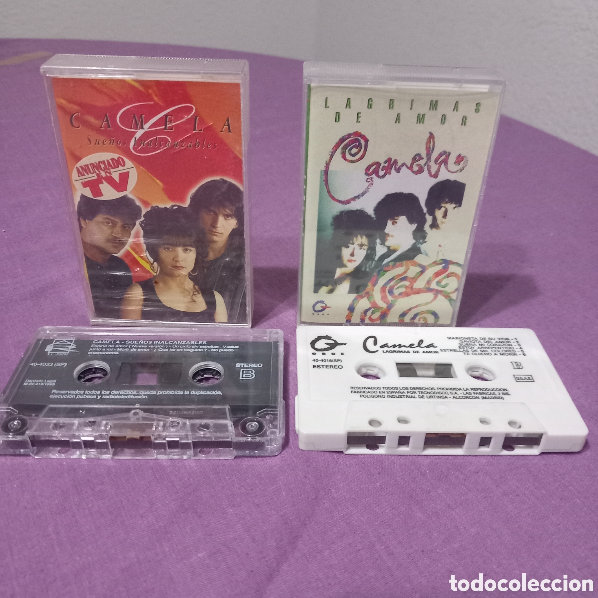 Casetes antiguos: 3&times;ANTIGUAS CASETES de CAMELA(LAGRIMAS de AMOR+SUE&Ntilde;OS INALCANZABLES)