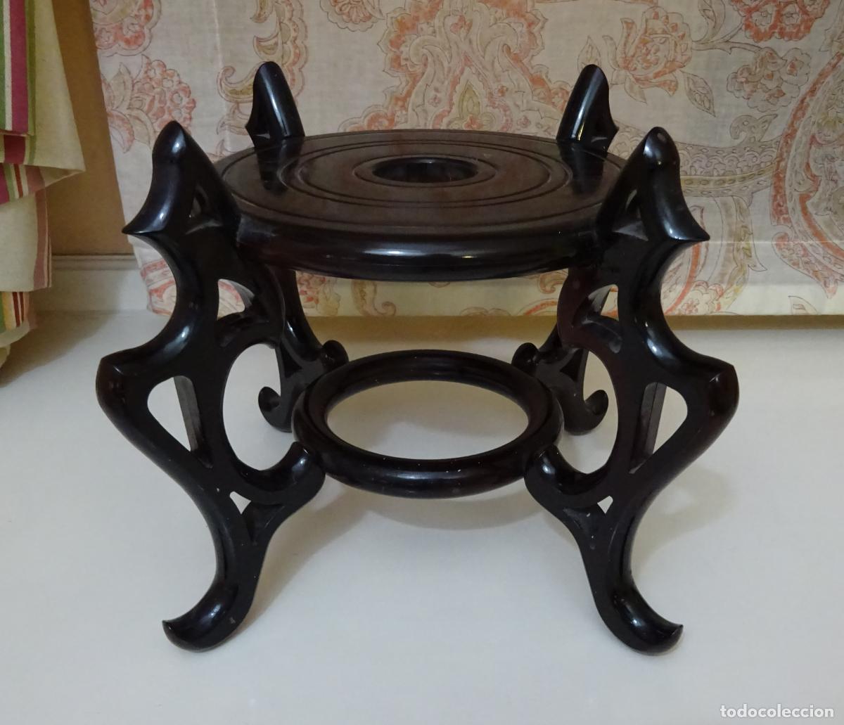 Casetes antiguos: PEANA DE RESINA SIMULANDO MADERA LACADA PARA JARR&Oacute;N, TIBOR O PECERA. CER&Aacute;MICA CHINA