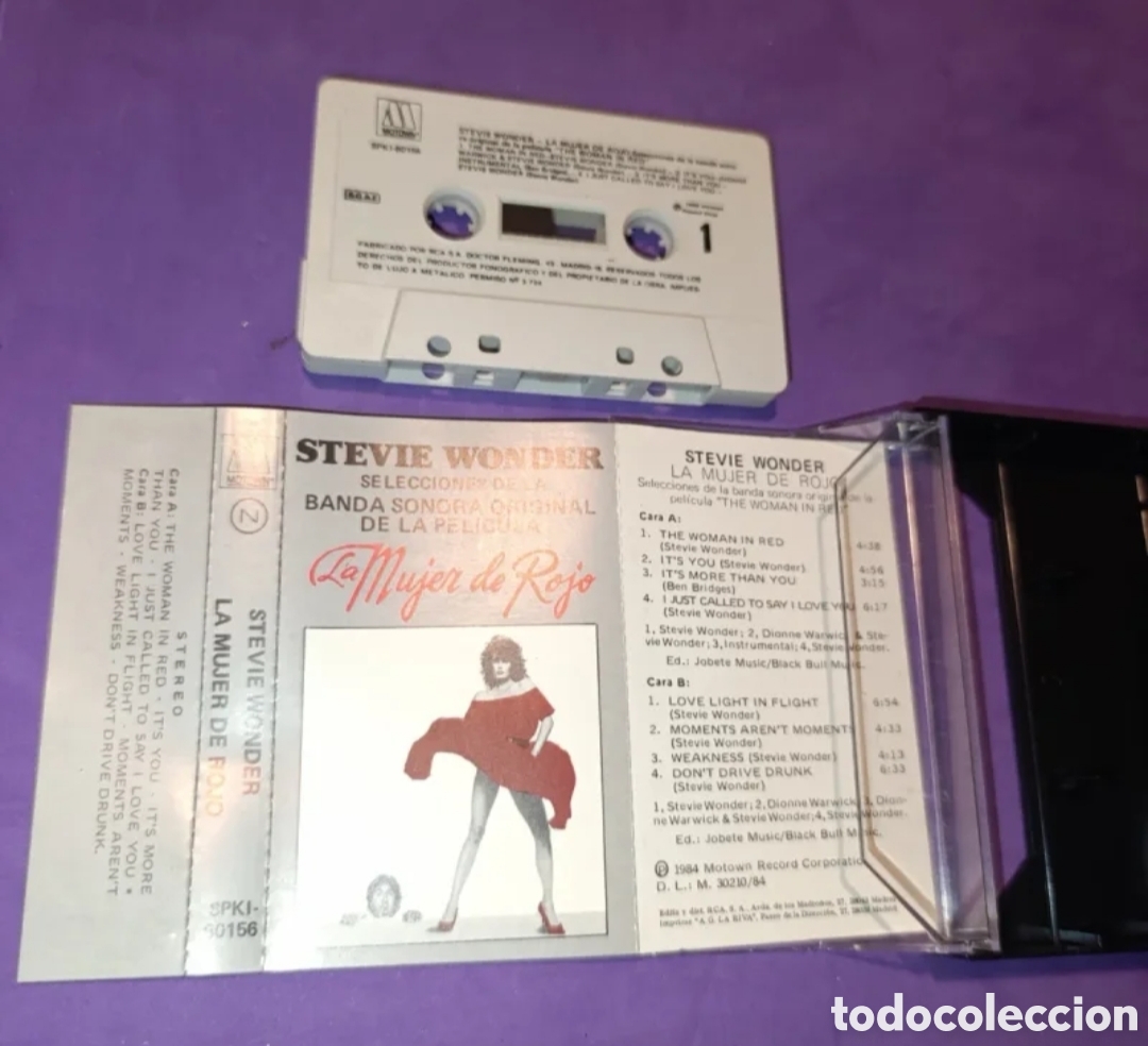 Casetes antiguos: Steve Wonder &rdquo;La Mujer de Rojo&rdquo; B.S.O. - Foto 3