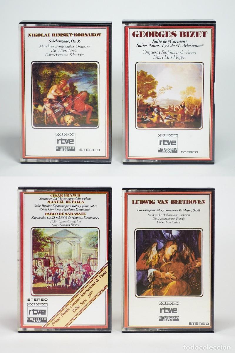 Casetes antiguos: Lote 4 Cassettes RTVE El Mundo de la M&uacute;sica | Beethoven, Bizet, Falla, Sarasate, Franck,... | Zafiro
