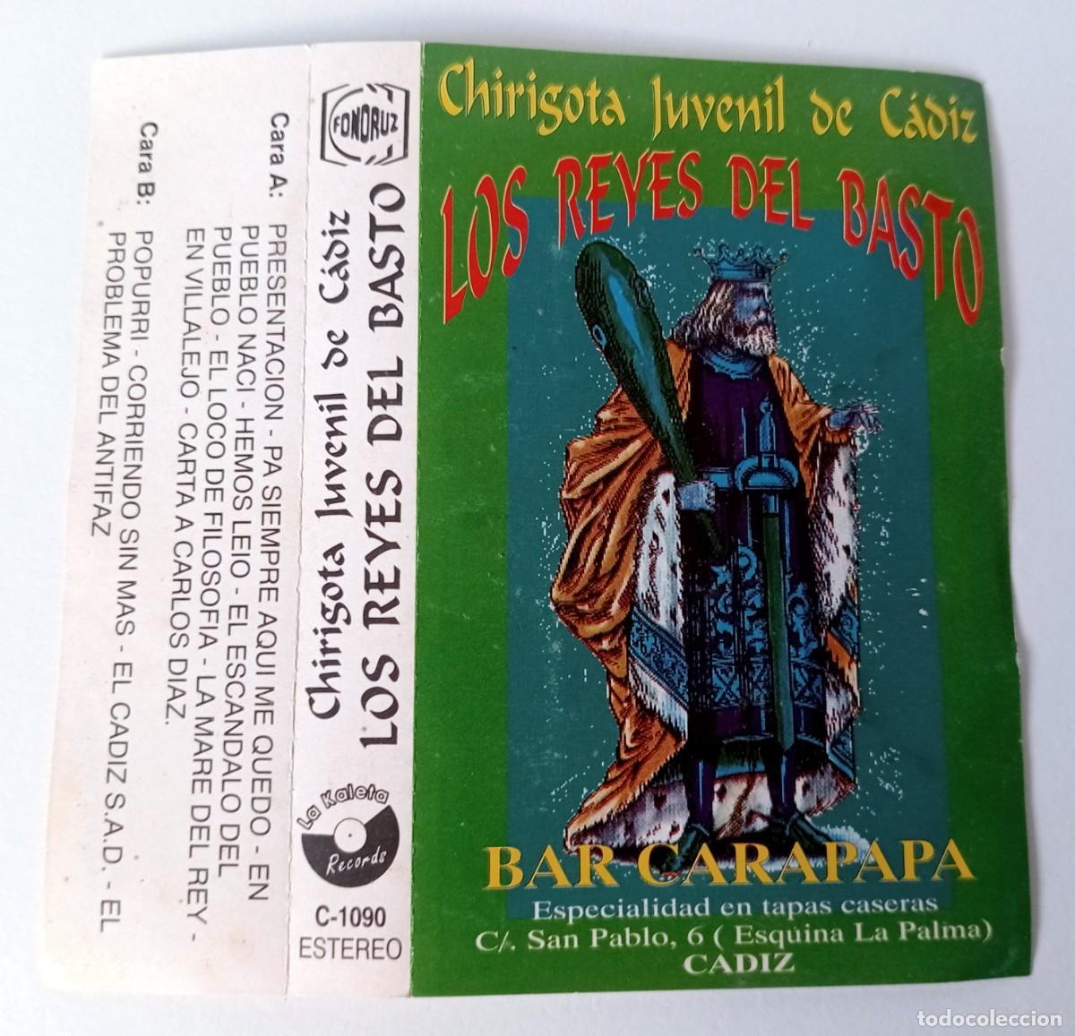 Casetes antiguos: PORTADA CASSETTE CARNAVAL DE C&Aacute;DIZ: CHIRIGOTA LOS REYES DEL BASTO (LOS CARAPAPA)