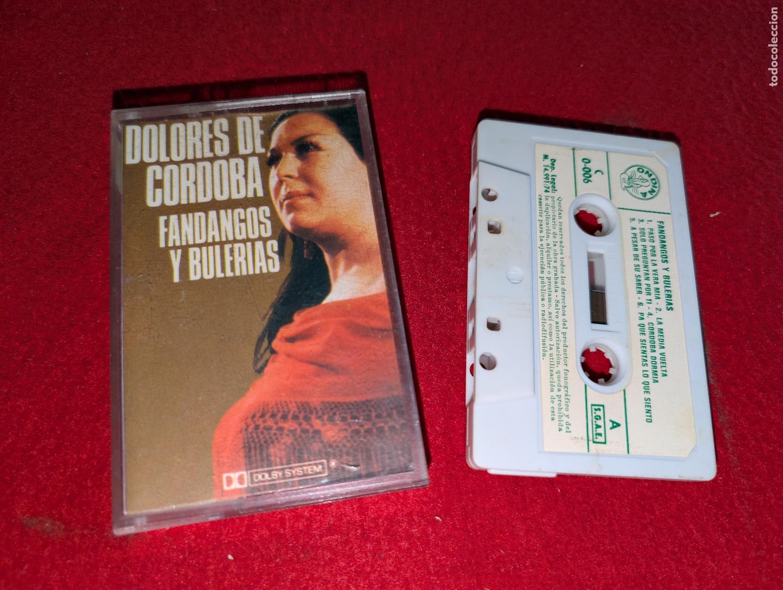 Casetes antiguos: DOLORES DE CORDOBA Fandangos y bulerias K7 CASSETTE 1974 Ondina
