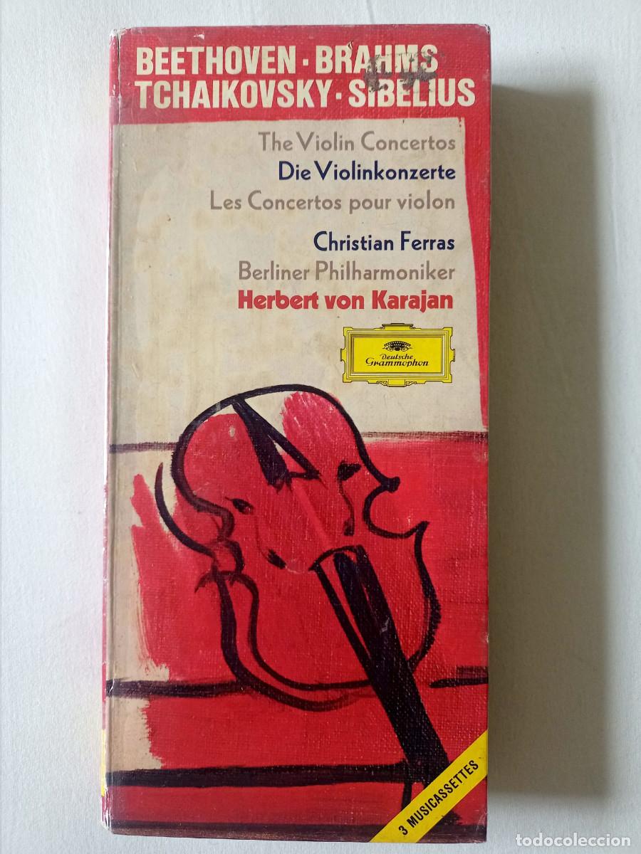 Casetes antiguos: Beethoven, Brahms, Tchaikovsky, Sibelius: Concertos para Viol&iacute;n - Christian Ferras - Karajan (3 Cass