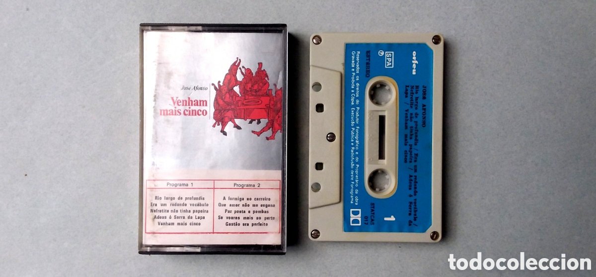 Casetes antiguos: JOS&Eacute; AFONSO//VENHAM MAIS CINCO//CASETE//ORFEU//PORTUGAL