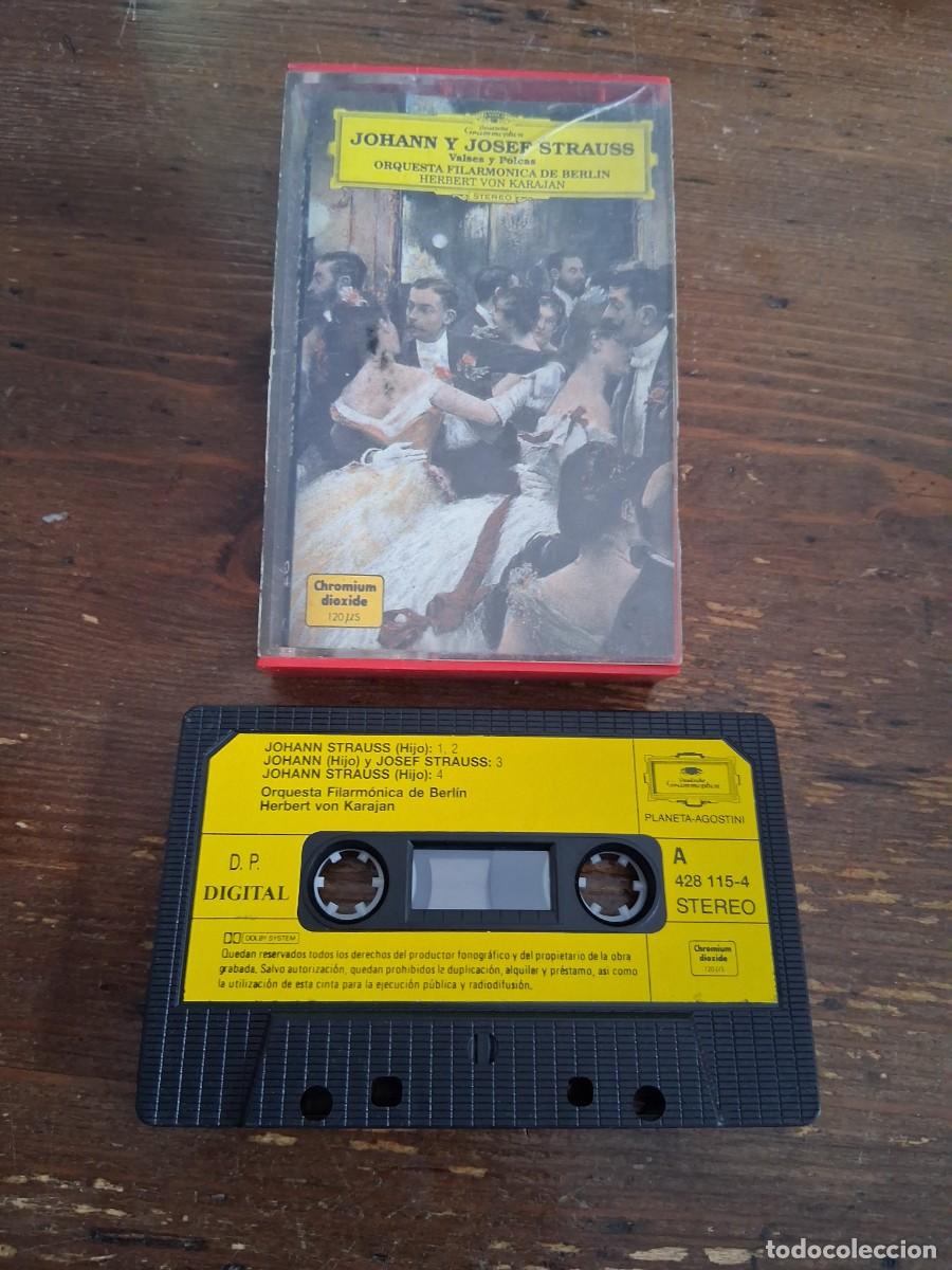 Casetes antiguos: Casete cinta de m&uacute;sica CLASICA JOHANN Y JOSEF STRAUSS VALSES Y POLCAS HERBERT VON KARAJAN