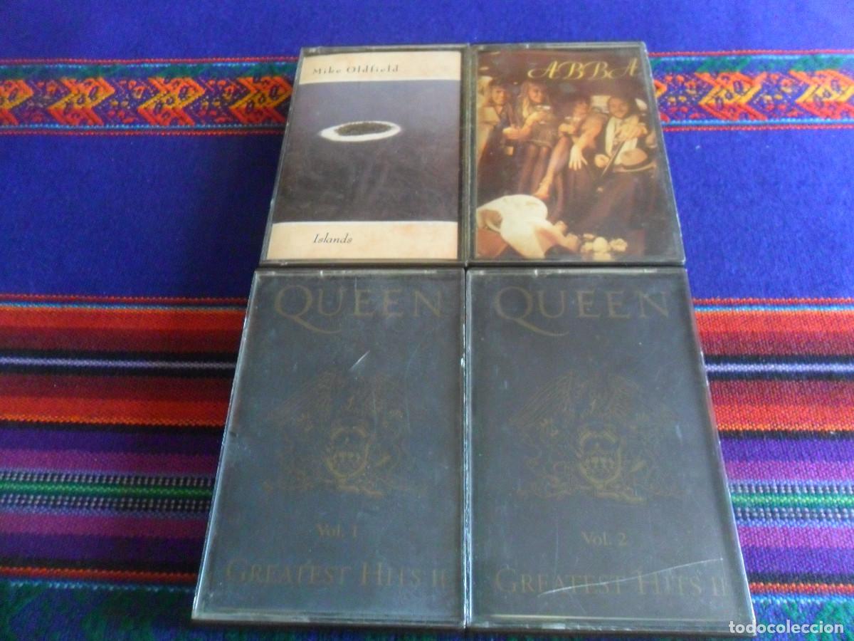 Casetes antiguos: CASETE QUEEN GREATEST HITS II VOL 1 Y 2, ABBA 1983 Y MIKE OLDFIELD ISLANDS.