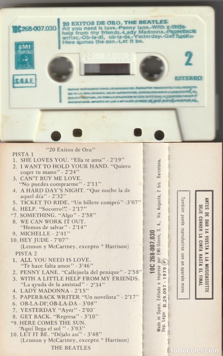 Casetes antiguos: THE BEATLES - 20 &Eacute;XITOS DE ORO (CASSETTE EMI-ODEON 1979) - Foto 2