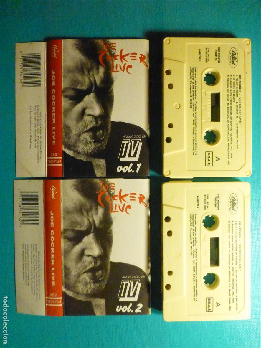 Casetes antiguos: Doble Cinta de Cassette - Casete - Joe Cocker - Live - Capitol 1990 - Pop Rock