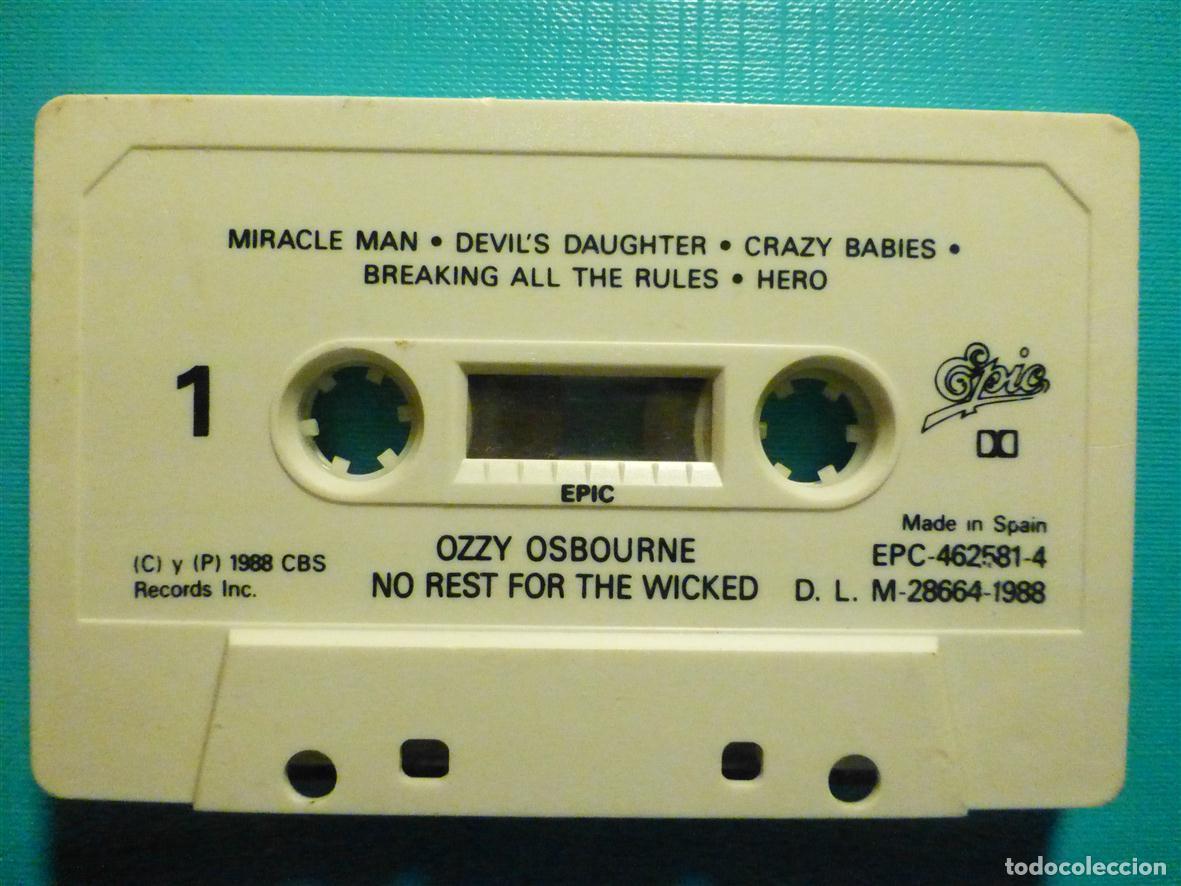 Casetes antiguos: Cinta Cassette - Casete, Ozzi Osbourne, No Rest for the Wicked, Epic 1988, Heavy Metal, Sin Car&aacute;tula