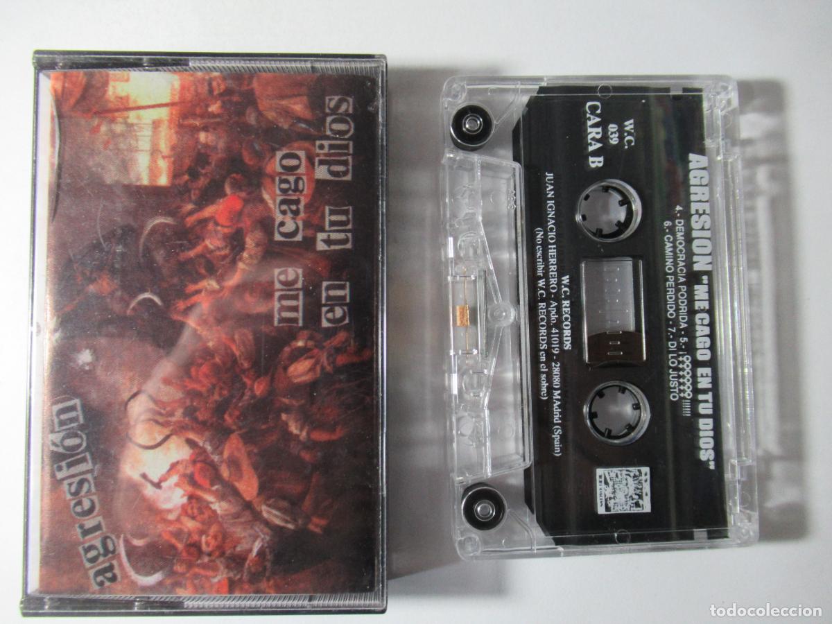 Casetes antiguos: AGRESION - ME CAGO EN TU DIOS - W.C. RECORDS, 1999, MAQUETA CASSETTE PUNK THRASH HARDCORE
