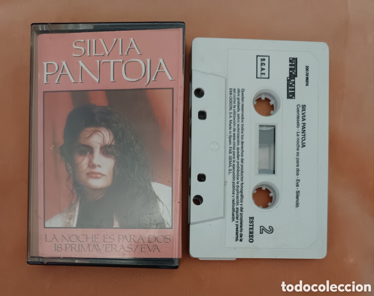 Casetes antiguos: Silvia Pantoja - La noche es para dos, Mis 18 primaveras - Casete 1988