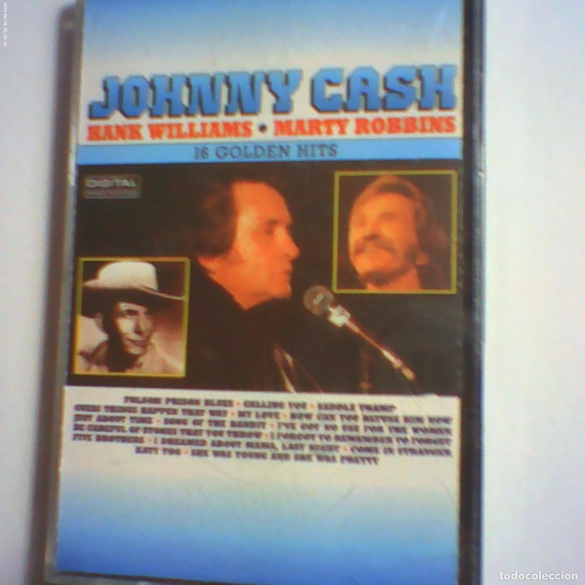Casetes antiguos: cinta casete jhonny cash. hank williams. marty robbins. 16 golden hits. music stars denmark nunca tc