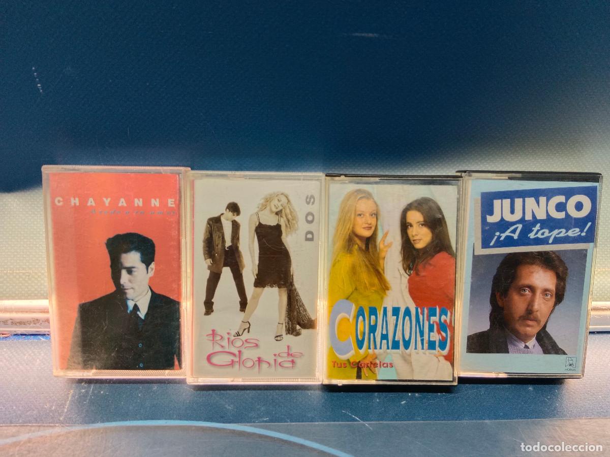 Casetes antiguos: lote 4 casetes variados, El junco, Corazones, Chayanne y rios de gloria