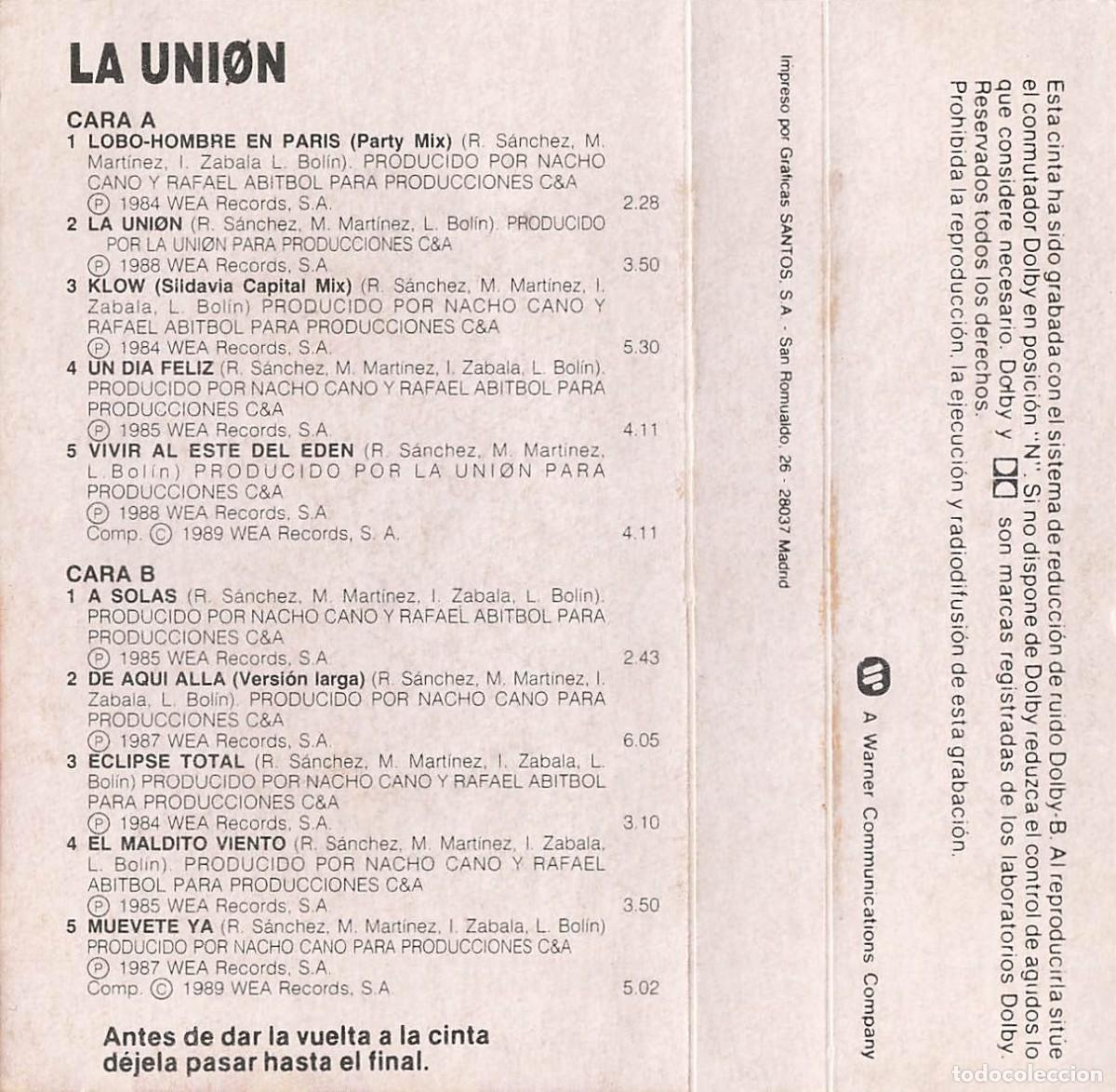 Casetes antiguos: La Uni&oacute;n - Coca Cola (Cassette) - Foto 2