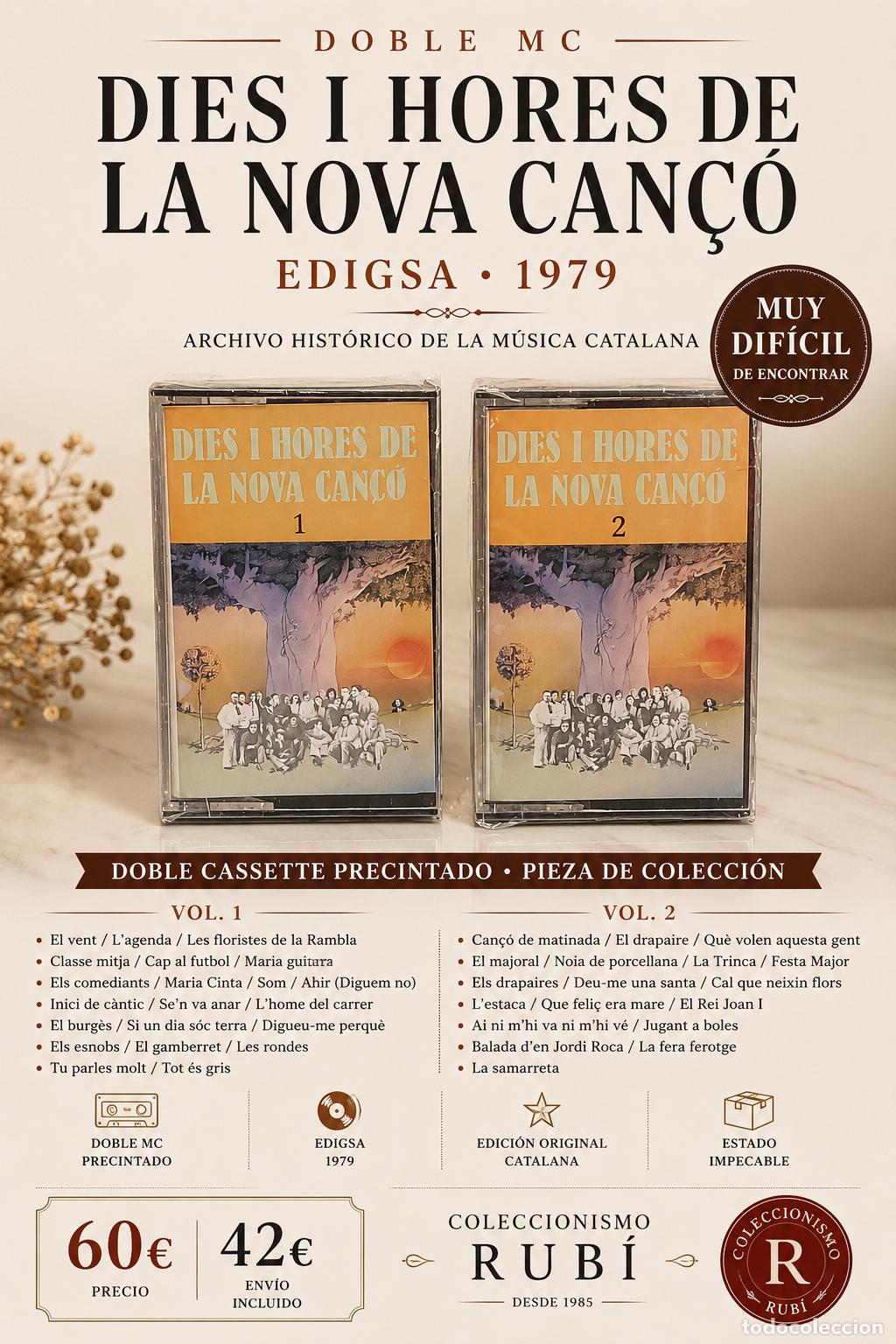 Casetes antiguos: DIES I HORES DE LA NOVA CAN&Ccedil;&Oacute; | DOBLE MC PRECINTADO | EDIGSA 1979 | MUY DIF&Iacute;CIL