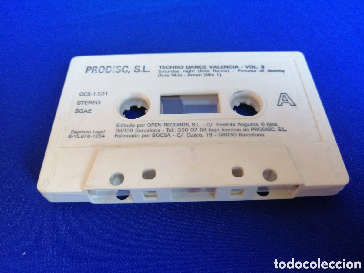 Casetes antiguos: TECHNO DANCE VALENCIA - VOL. 3 - A&Ntilde;O 1995 PRODISC, S. L. - Foto 3