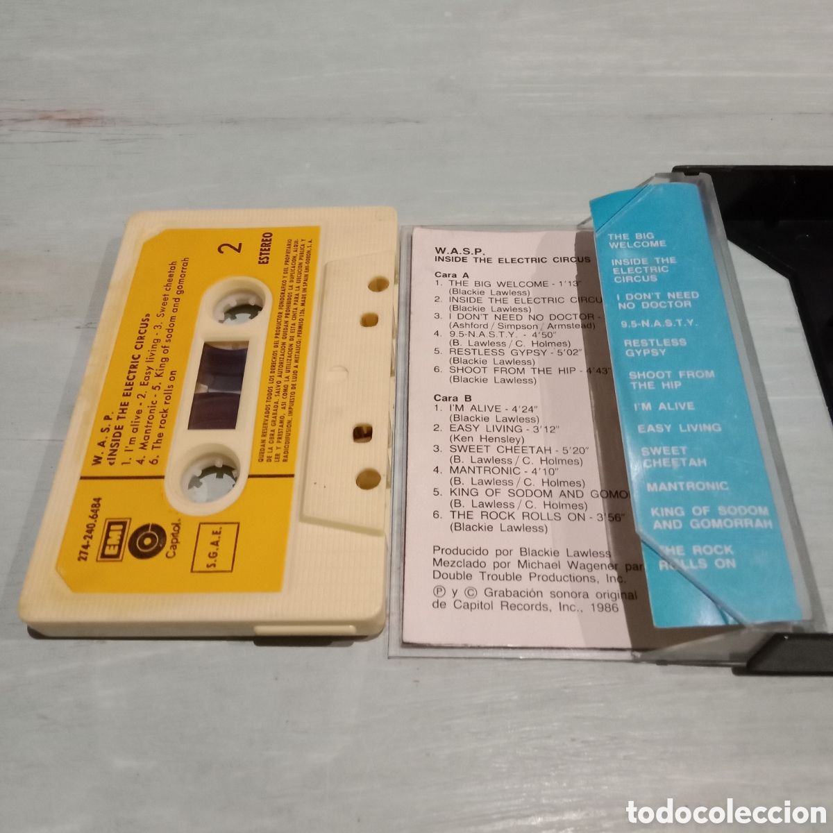 Casetes antiguos: W.A.S.P. - INSIDE THE ELECTRIC CIRCUS - CASSETTE - Foto 5