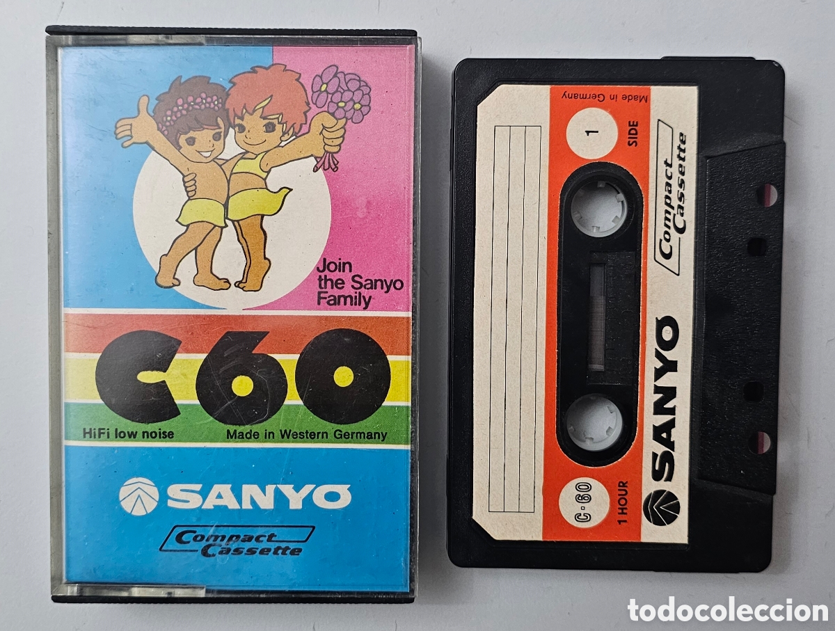 Casetes antiguos: CASSETTE SANYO C60 (Alemania - 1977) Hippie Style Usada en Blanco RARA ESCASA