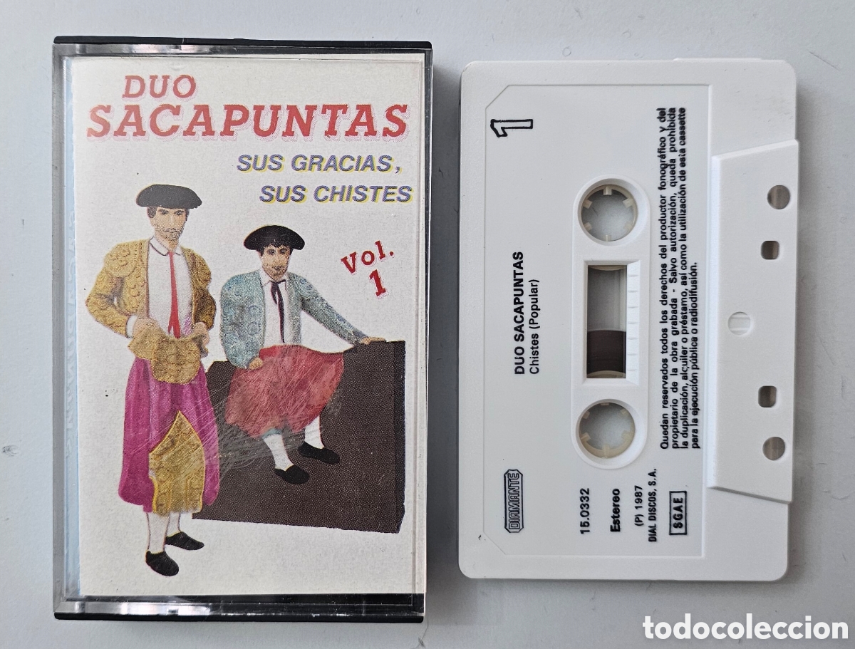 Casetes antiguos: CASSETTE DUO SACAPUNTAS - Sus gracias, sus chistes Vol.1 (Espa&ntilde;a - Diamante - 1987) HUMOR BIZARRO