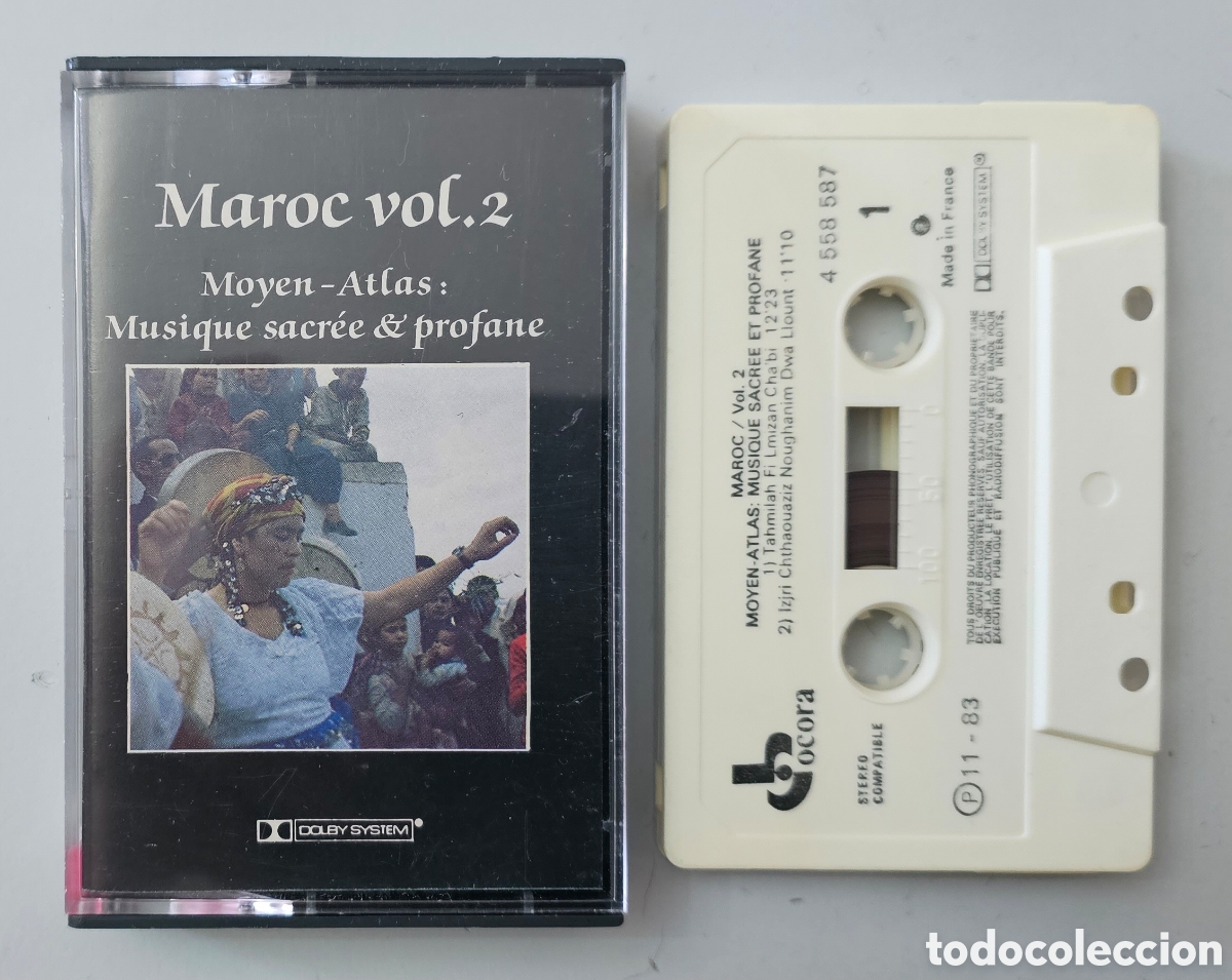 Casetes antiguos: CASSETTE MAROC VOL.2 - Moyen-Atlas Musique Sacr&eacute;e & Profane (Francia - Ocora - 1983) RARO ESCASO