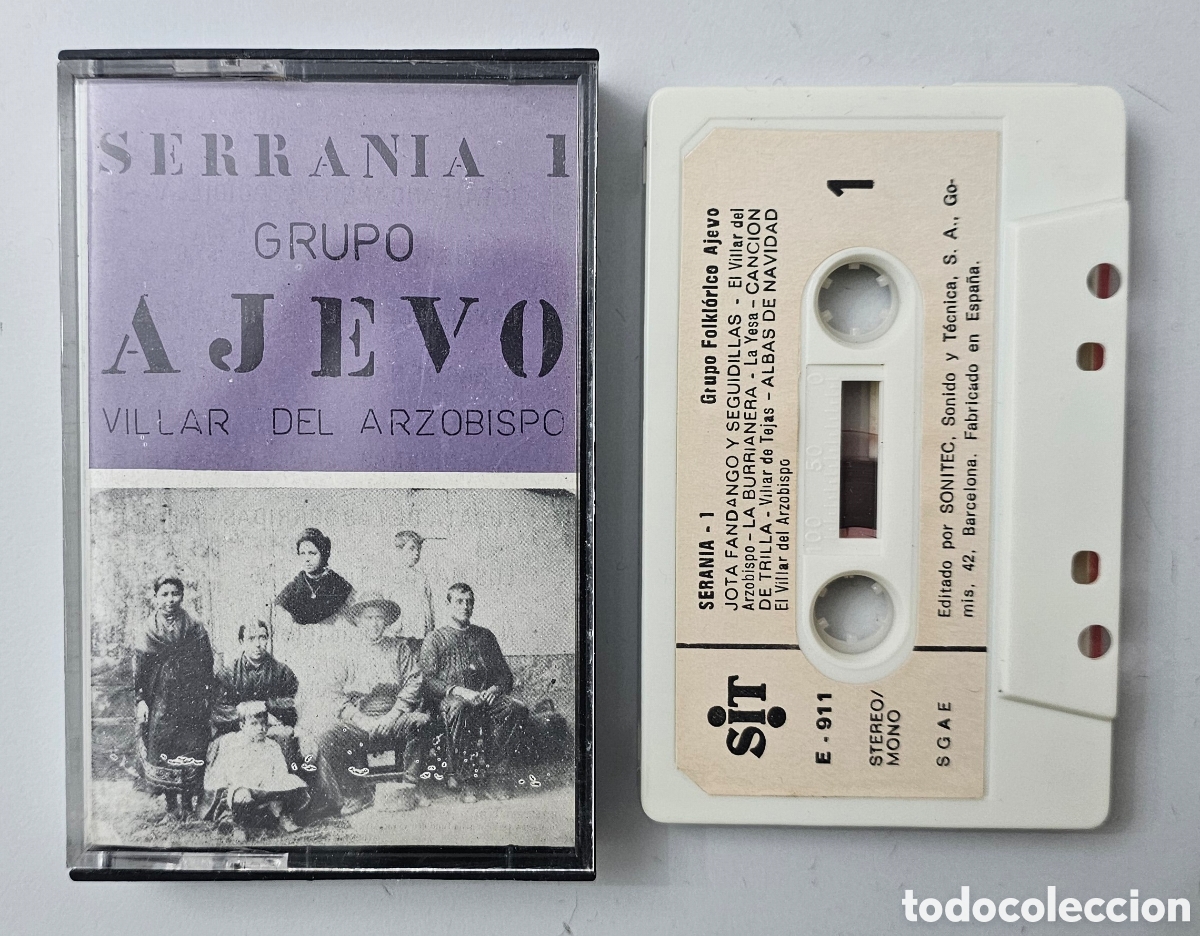 Casetes antiguos: CASSETTE GRUPO AJEVO (VILLAR DEL ARZOBISPO) - Serran&iacute;a 1 (Espa&ntilde;a Sit 1981) Folk Valenciano RAREZA