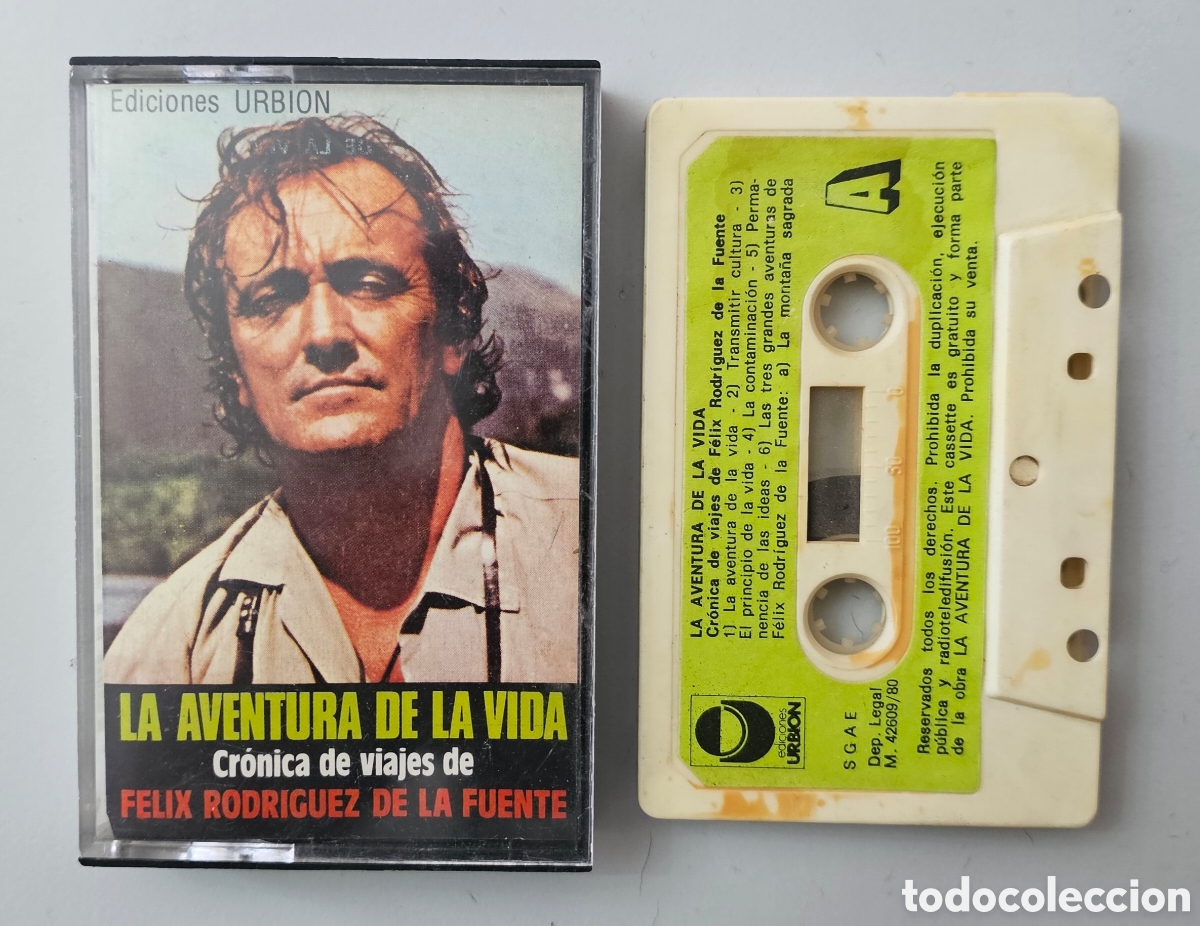 Casetes antiguos: CASSETTE FELIX RODRIGUEZ DE LA FUENTE La aventura de la vida/Cr&oacute;nica de viajes (Espa&ntilde;a Urbion 1980)
